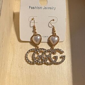 Gold and Silver Heart Drop Earrings
